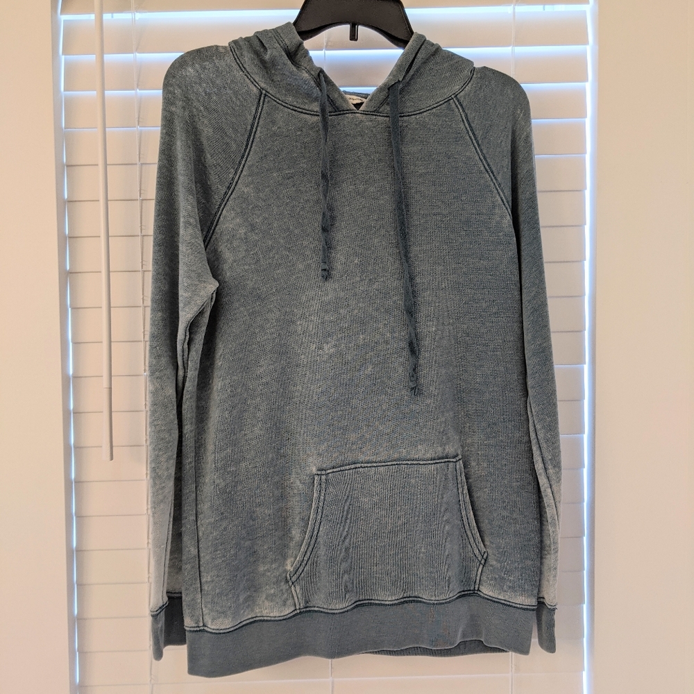 Casual thin knit teal hoodie